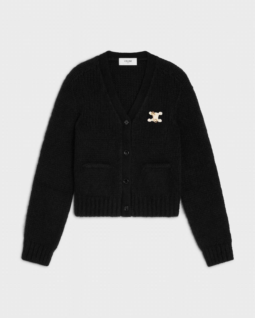 NEW CELINE women's cashmere & silk cardigan in black
